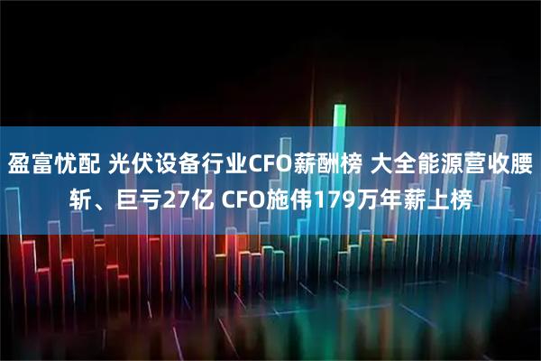 盈富忧配 光伏设备行业CFO薪酬榜 大全能源营收腰斩、巨亏27亿 CFO施伟179万年薪上榜